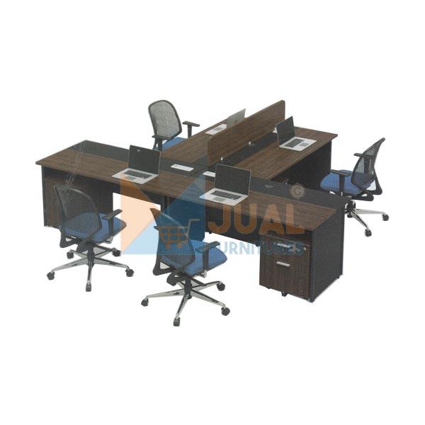 Jual Meja Kantor, Meja Direktur Kantor Harga Murah di Jakarta, Meja Kantor Staff Modera Konfigurasi 4 Orang B